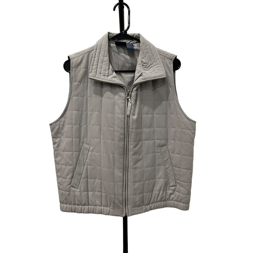 Country Club Golf By Koret Womens Quilted Vest Size L Light Gray Polyester